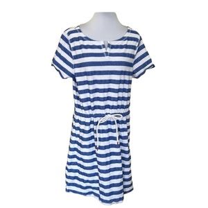 Talbots Blue White Striped Dress Beach Cover Up Summer M Nautical Preppy